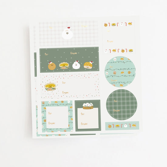 Dim Sum Holiday Gift Sticker Label Sheets